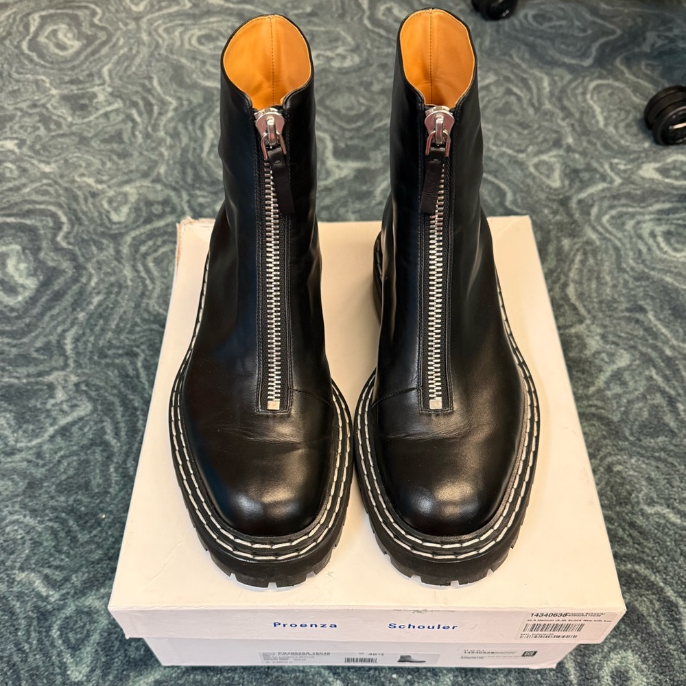 Proenza Schouler Black Leather Zipper Boots